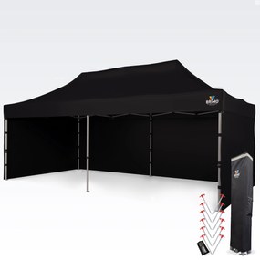 Alumínium mobil sátor pavilon 4x8 m motorsporthoz és depóhoz - plusz 3 oldalfal - Fekete