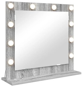 LED világítással ellátott tükör Szürke Sonoma 60x55x18 cm