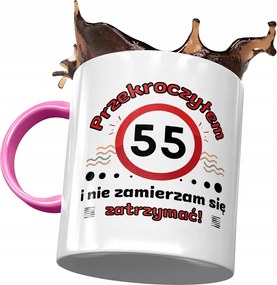 Rózsaszín Bögre Születésnapra 55 55-es 55-ös Ajándék Nyomtatott Fotóval