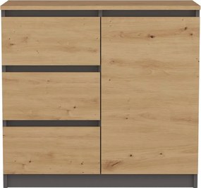 MIX Malaga 1D3S fiókos szekrény, antracit-tölgy
