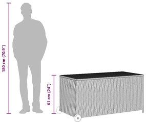 fekete polyrattan kerti tárolóláda 120 x 65 x 61 cm