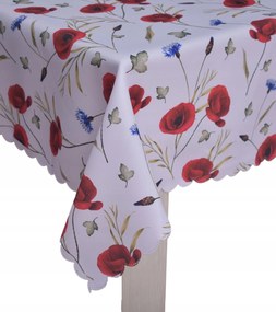 Abrosz Foltálló Fehér 110X160 CM Piros Pipacsok És Búzavirágok