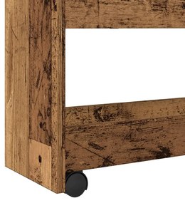 4 szintes antik fa színű szerelt fa keskeny tárolókocsi