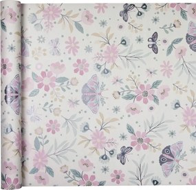 Gyerek Tapéta Pillangók Virágok Levelek Rózsaszín Flizelin