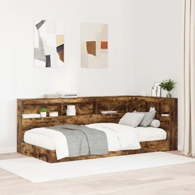 Könyvespolc ágy füstölt tölgy 75x190 cm szerelt fa