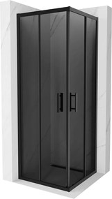 Mexen Rio, szögletes zuhany tolóajtóval 70 (ajtó) x 70 (ajtó) x 190 cm, 5mm szürke üveg, fekete profil, 860-070-070-70-40