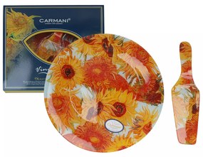 Üveg süteményes tortatál lapáttal Van Gogh Napraforgók