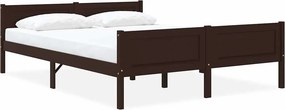 vidaXL sötétbarna tömör fenyőfa ágykeret 120 x 200 cm
