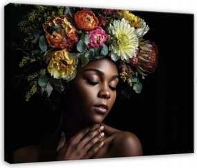 Vászonkép Nő Virágok Absztrakt Hálószoba Nappali Konyha Vászon 100x70