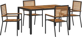 vidaXL Kert étkező szett 5 pcs Fekete és Barna polirattan