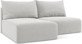 Világosszürke bársony kinyitható-tárolóhelyes sarokkanapé (bal oldali-heverő résszel) Kalena – Makamii
