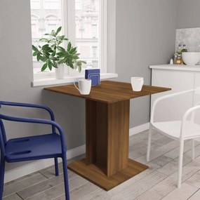 Barna tölgyszínű szerelt fa étkezőasztal 80 x 80 x 75 cm