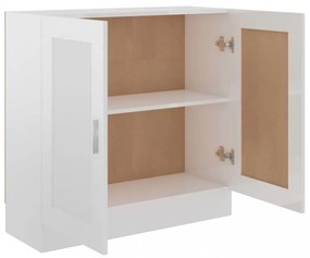 magasfényű fehér szerelt fa könyvszekrény 82,5 x 30,5 x 80 cm