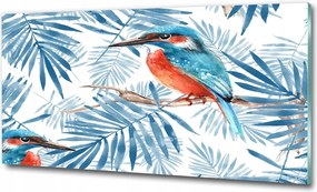 Fotó-kép edzett üveg Növények és madár 100x70