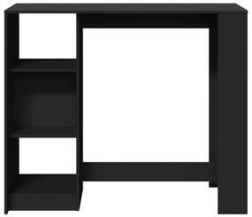 fekete szerelt fa bárasztal polccal 124 x 46 x 103,5 cm