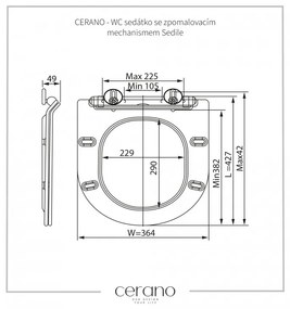 Cerano Verde, függő WC csésze Peremless 490x360x370 mm + UF wc ülőke, fehér fényes, CER-CER-417341