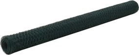 vidaXL zöld PVC-bevonatú acél csirkeháló drótkerítés 25 x 1,5 m