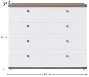 TEINA 4S komód, canyon fenyő