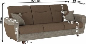 3-ülés ágyfunkcióval, barna, MILO 3-Ülés