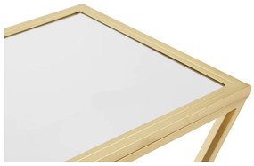Aranyszínű konzolasztal üveg asztallappal 40x120 cm Farran – Premier Housewares