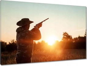 Vászonkép 120x80 Sziluett Vadászok fegyverrel