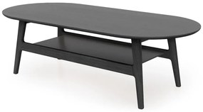 Fekete dohányzóasztal tölgyfa dekorral 60x130 cm Curved – Woodman