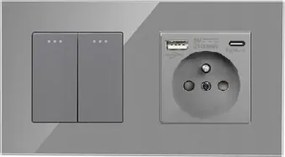 Billentyűkapcsoló Mechanikus Dupla Üveg Usb-c Aljzat