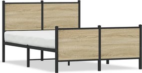 vidaXL sonoma tölgy színű fém ágykeret matrac nélkül 120 x 200 cm