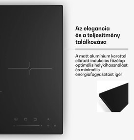 Klarstein Velaire indukciós főzőlap, elegáns, minimalista, kompakt, 3 főzőzóna, 5500 W, 45 cm