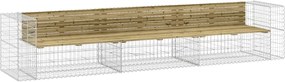 vidaXL tömör impregnált fenyőfa gabion kerti pad 347x71x65,5 cm