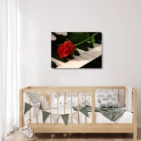 Üveg kép - Zongora és rózsák (70x50 cm)