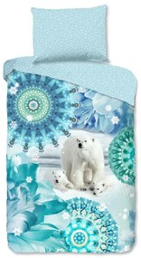 Kék egyszemélyes flanel ágyneműhuzat 140x200 cm Seppo – HIP