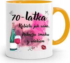 Sárga Bögre Tökéletes Születésnapi Ajándék 70 70-as nyomott mintával