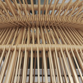 Outsunny Kerek Kerti Kávézó Asztal, Műrattan Megjelenésű Asztal Edzett Üveglappal Ø60 x 37H cm Természetes | Aosom
