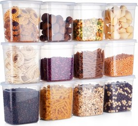 12x Konyhai Tartályok ömlesztett termékek élelmiszerek kávé cukor só tészta 1,85