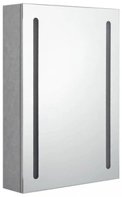 betonszürke LED-es tükrös fürdőszobaszekrény 50 x 13 x 70 cm
