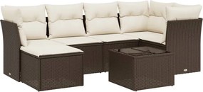 vidaXL 7 részes barna polyrattan kerti ülőgarnitúra párnákkal