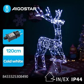 LED-es világító rénszarvas dekoráció, hideg fehér MAX.3.6W IP44 120cm magas