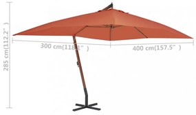 terrakotta konzolos kerti napernyő farúddal 400 x 300 cm