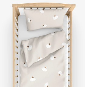 Goldea gyermek pamut ágyneműhuzat kiságyba - tök krémszínű alapon 90 x 130 és 40 x 60 cm