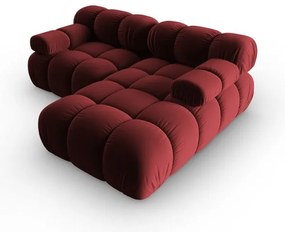 Piros bársony sarokkanapé (jobb oldali) Bellis – Micadoni Home