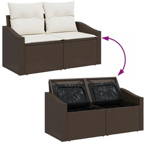 Kerti Kanapé Szett 5 Részes Barna Rattan
