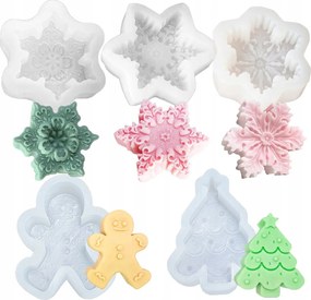 5 Db Gyertya Öntőforma 3D Karácsonyi Újrafelhasználható Szilikon Forma Gyertya Készítéshez