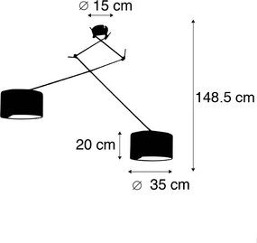 Függőlámpa fekete árnyékolóval 35 cm zöld állítható 2-lámpás - Blitz
