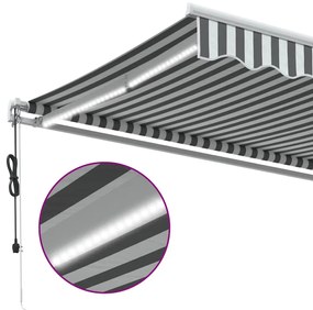 antracitszürke-fehér LED-es automata napellenző 600 x 300 cm