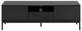 Fekete TV-állvány kőrisfa dekorral 140x45 cm Seaford – Actona