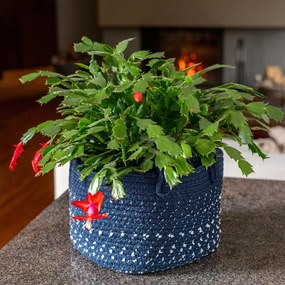 Altom Pamut kerek kosár Sötétkék, 22 x 18 cm, 22 cm átmérőjű