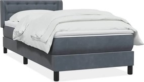 vidaXL sötétszürke bársony rugós ágy matraccal 80x210 cm