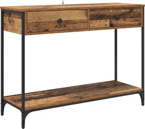 vidaXL Konzolasztal fiókkal Öreg fa 100 x 34,5 x 75 cm Faanyag