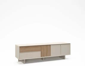 Bézs-natúr színű TV-állvány tölgyfa dekorral 180x55x45 cm Carpi – Marckeric